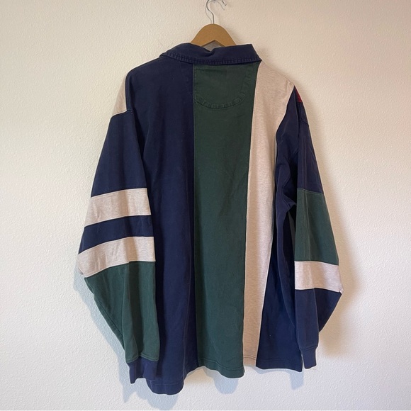 Mens Vintage Izod Sport Rugby Polo Shirt sz XL Colorblock Long Sleeve 90s 80s - Picture 13 of 13